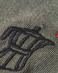 Camiseta Crop Chorlito detalle Café en color verde desgastado